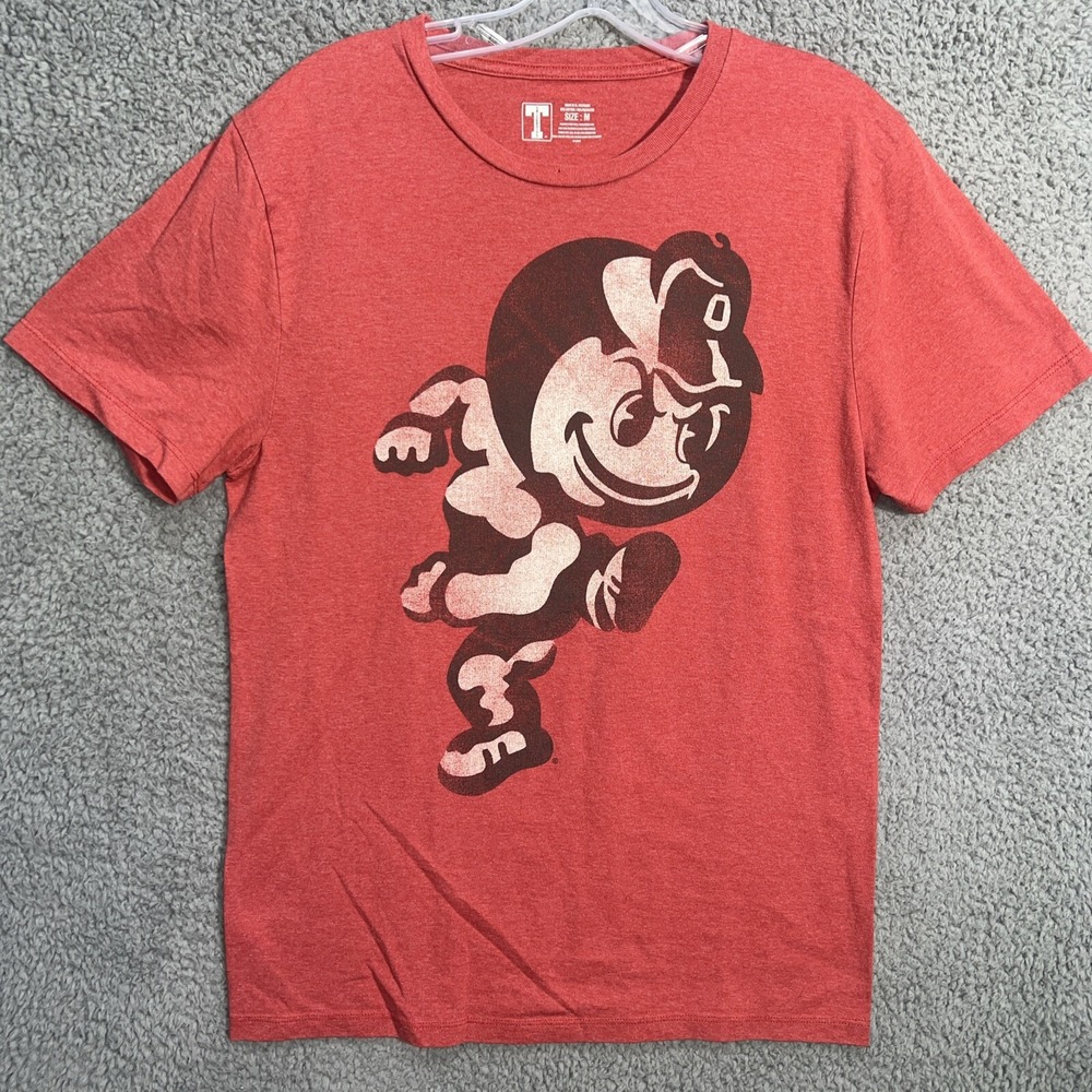 Ohio State Buckeyes Brutus Mascot T Shirt Men's‎ Size M Red Team University Tee